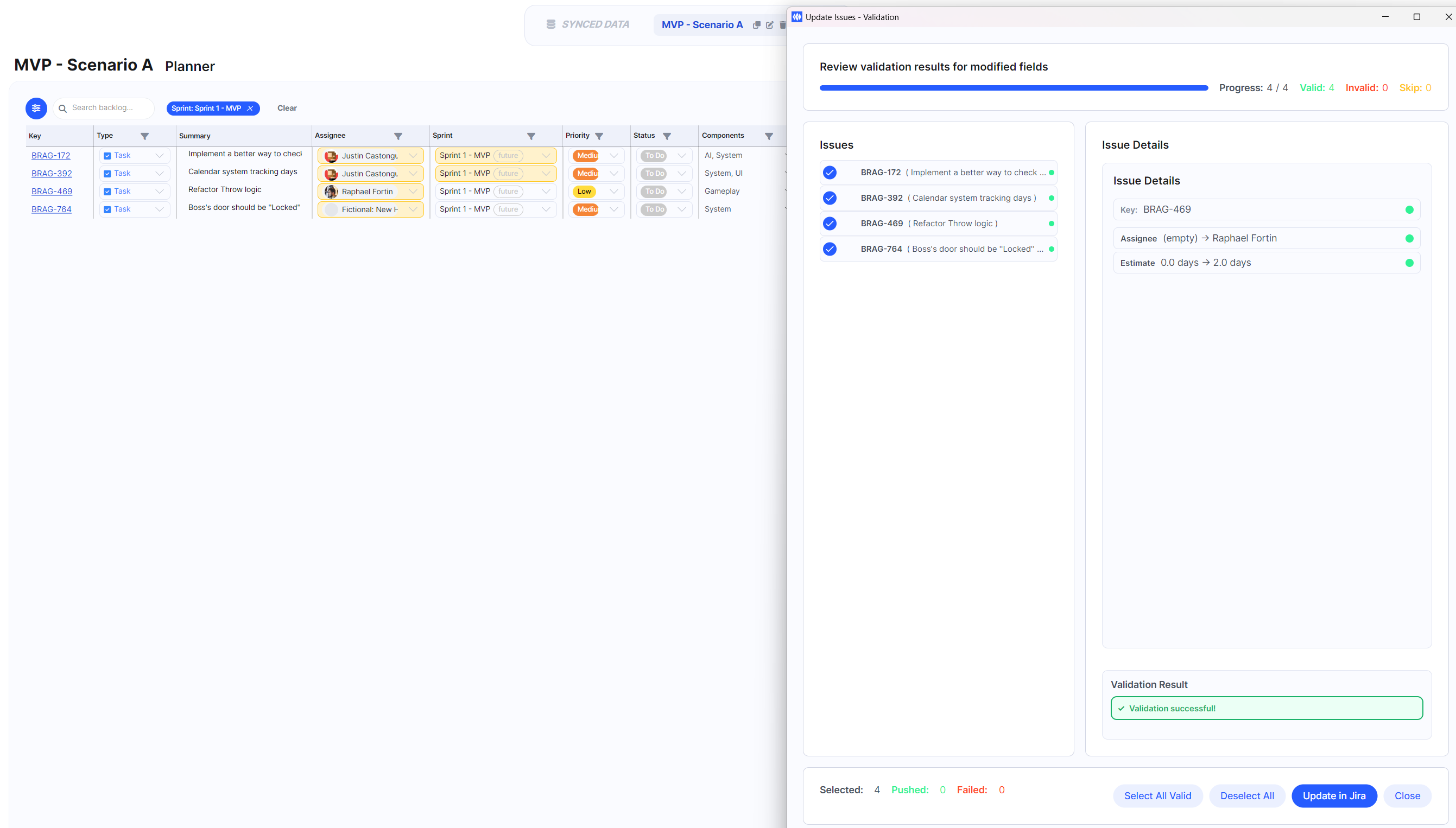 Validate your scenario and push to Jira